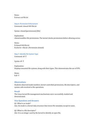 Experiment 2- Linux Kernel File Management Detailed Lab | PDF