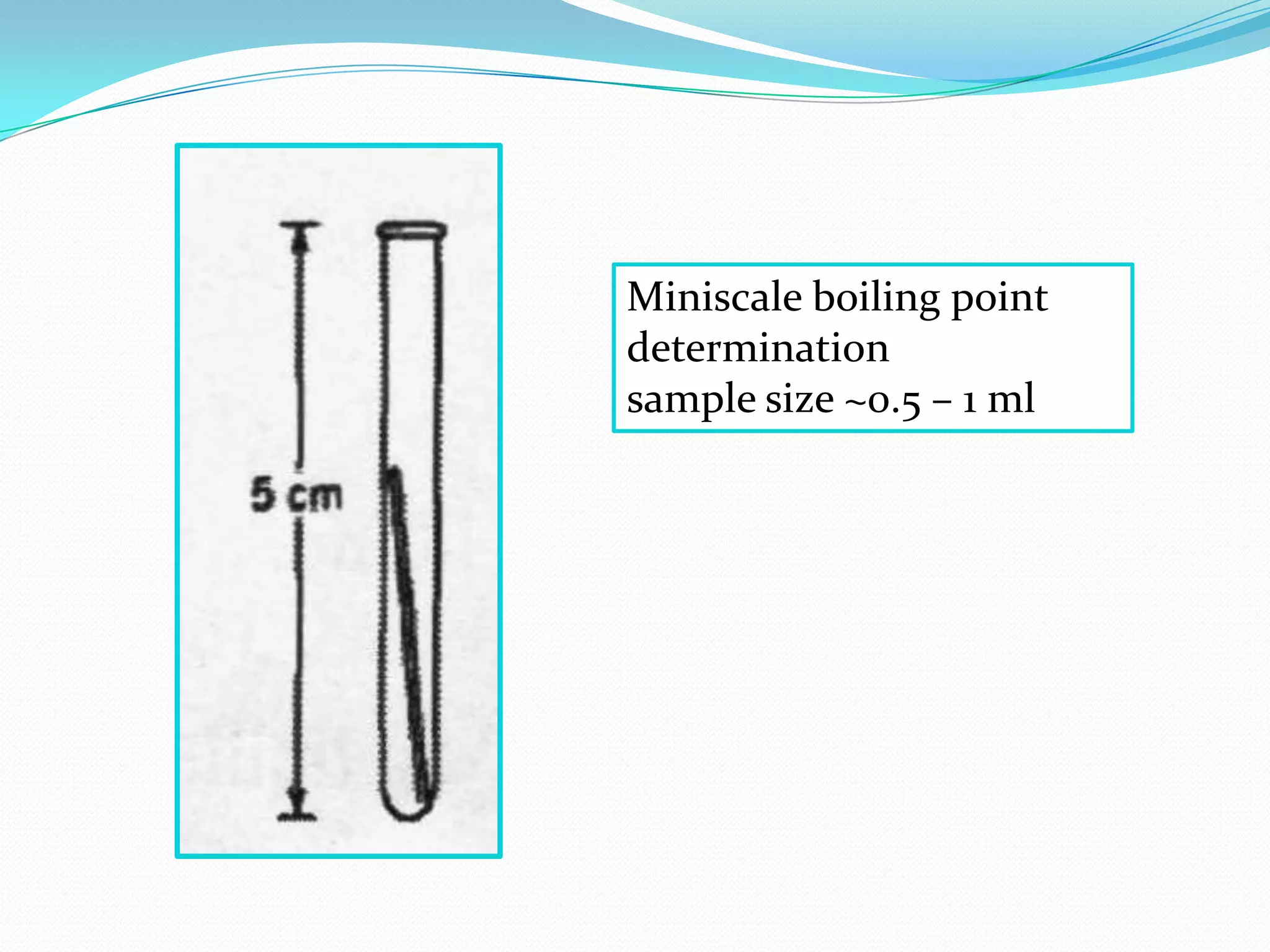 Miniscale boiling point
determination
sample size ~0.5 – 1 ml
 