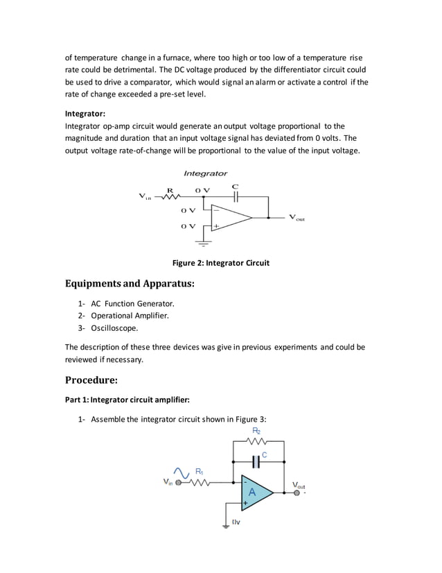 Instrumentation Lab. Experiment #4 Report: Op-Amps: Integrator ...