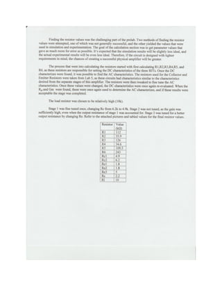 Experiment 6, 3-Stage BJT Amplifier Design Project