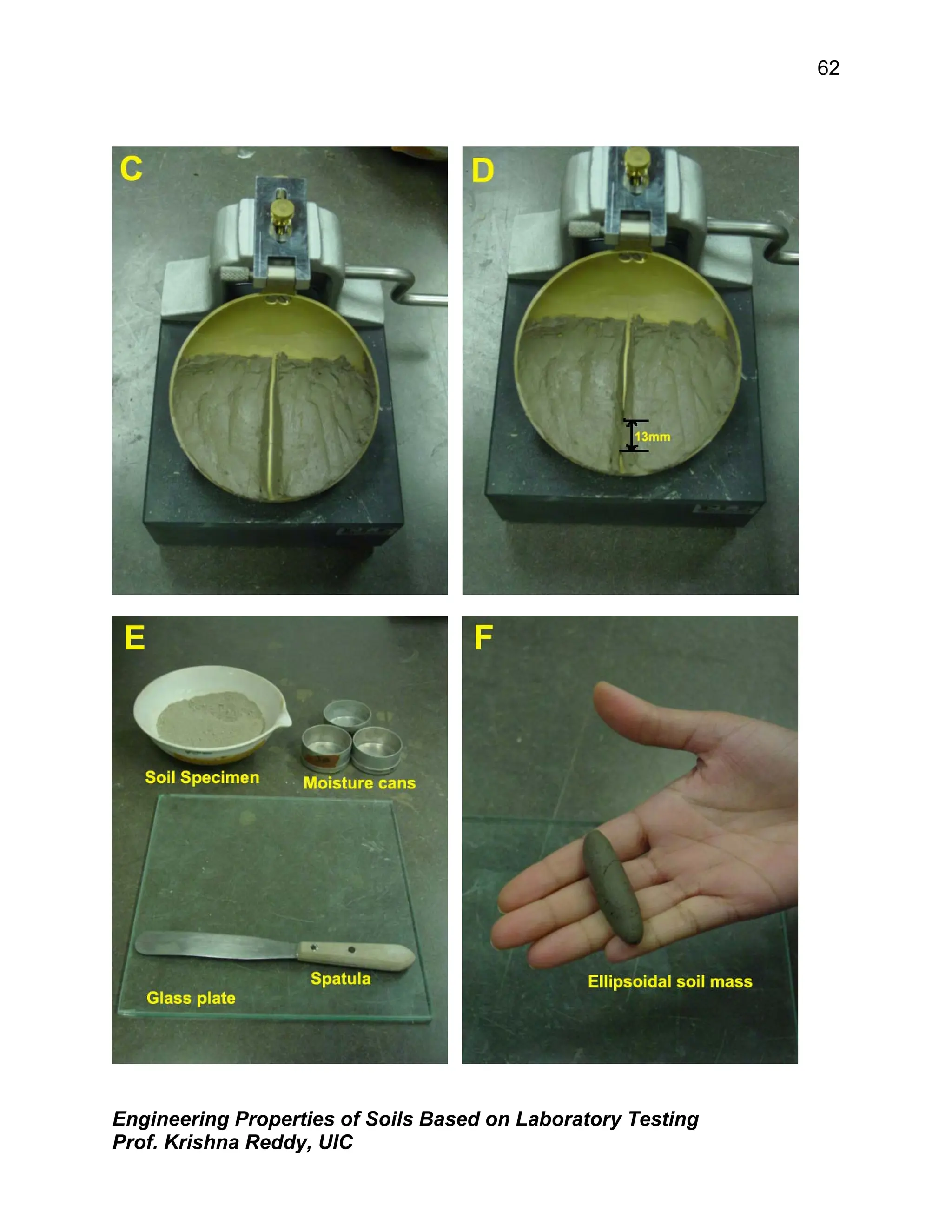Engineering Properties of Soils Based on Laboratory Testing
Prof. Krishna Reddy, UIC
62
 