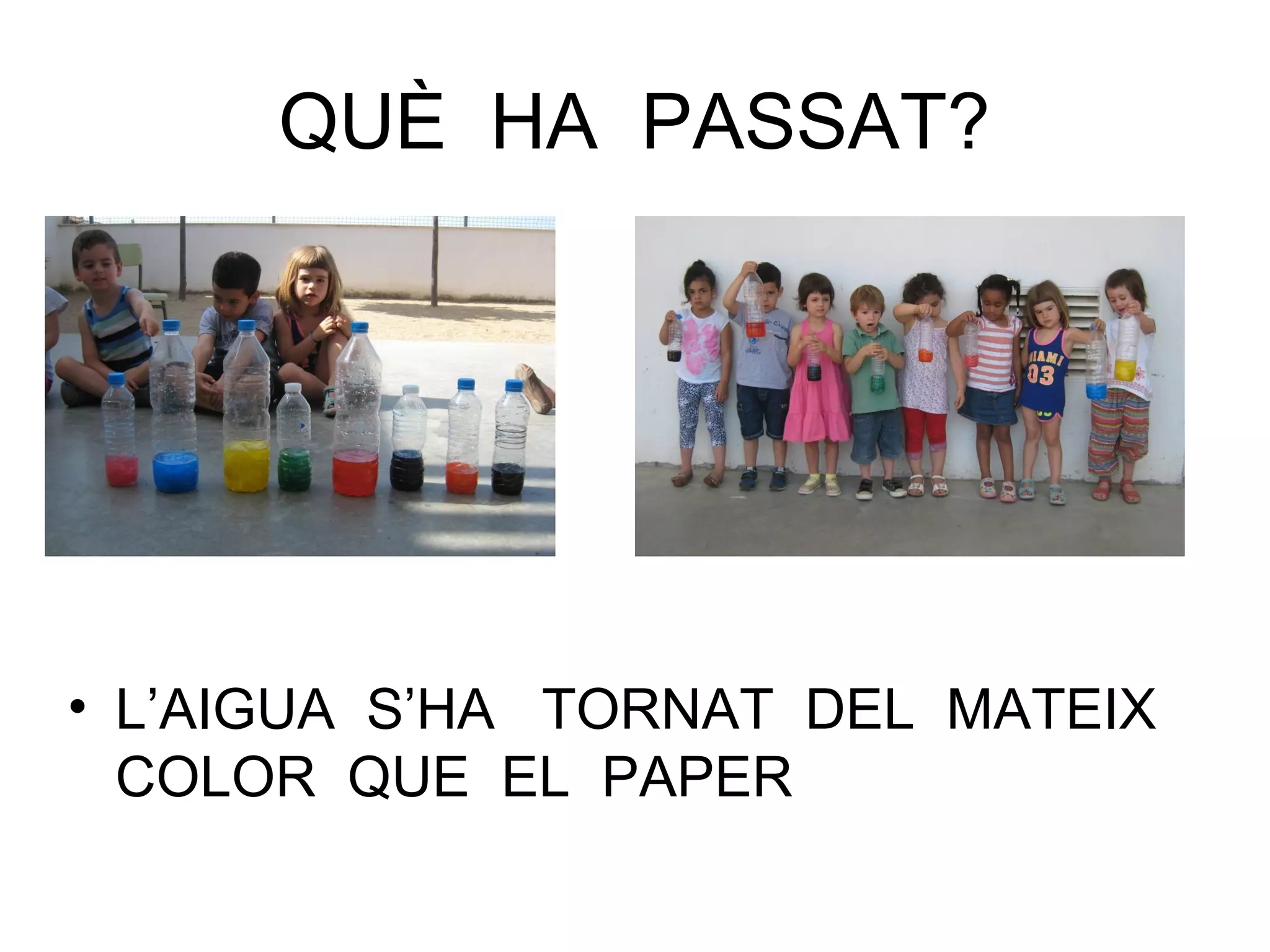 QUÈ HA PASSAT?
• L’AIGUA S’HA TORNAT DEL MATEIX
COLOR QUE EL PAPER
 