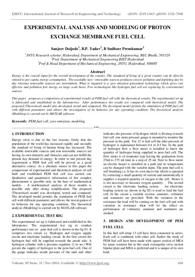 Experimental Analysis And Modeling Of Proton Exchange - 