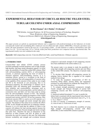 Experimental behavior of circular hsscfrc filled steel tubular columns ...