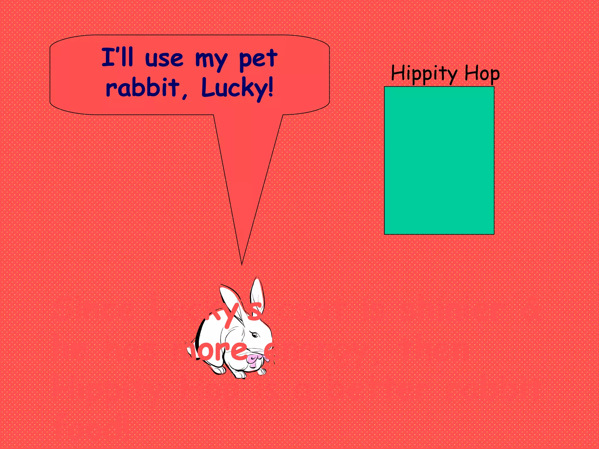 Hippity Hop
I’ll use my pet
rabbit, Lucky!
Since Lucky’s coat is shinier &
he has more energy, then
Hippity Hop is a better rabbit
food!
 