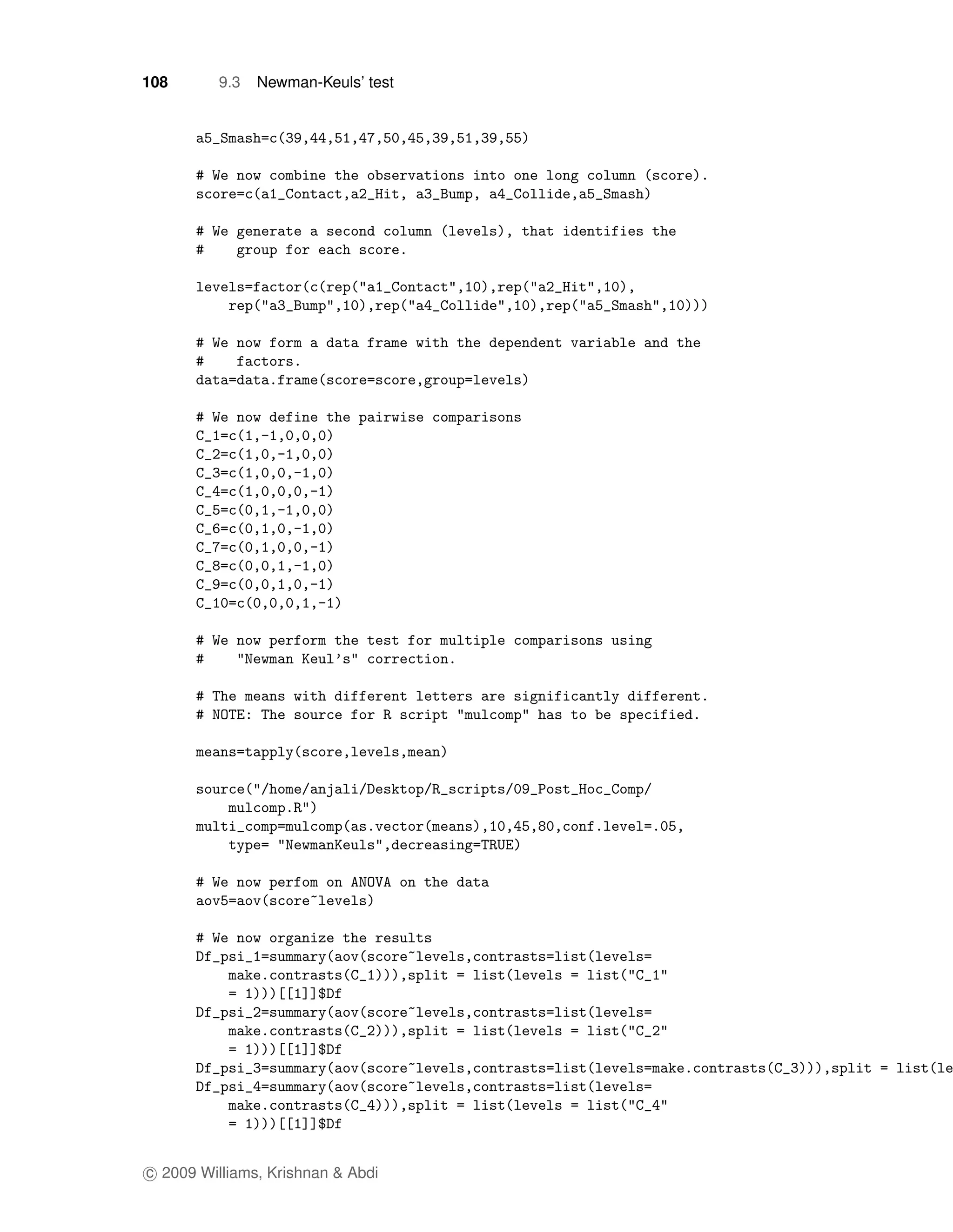 108       9.3   Newman-Keuls’ test




c 2009 Williams, Krishnan & Abdi
 