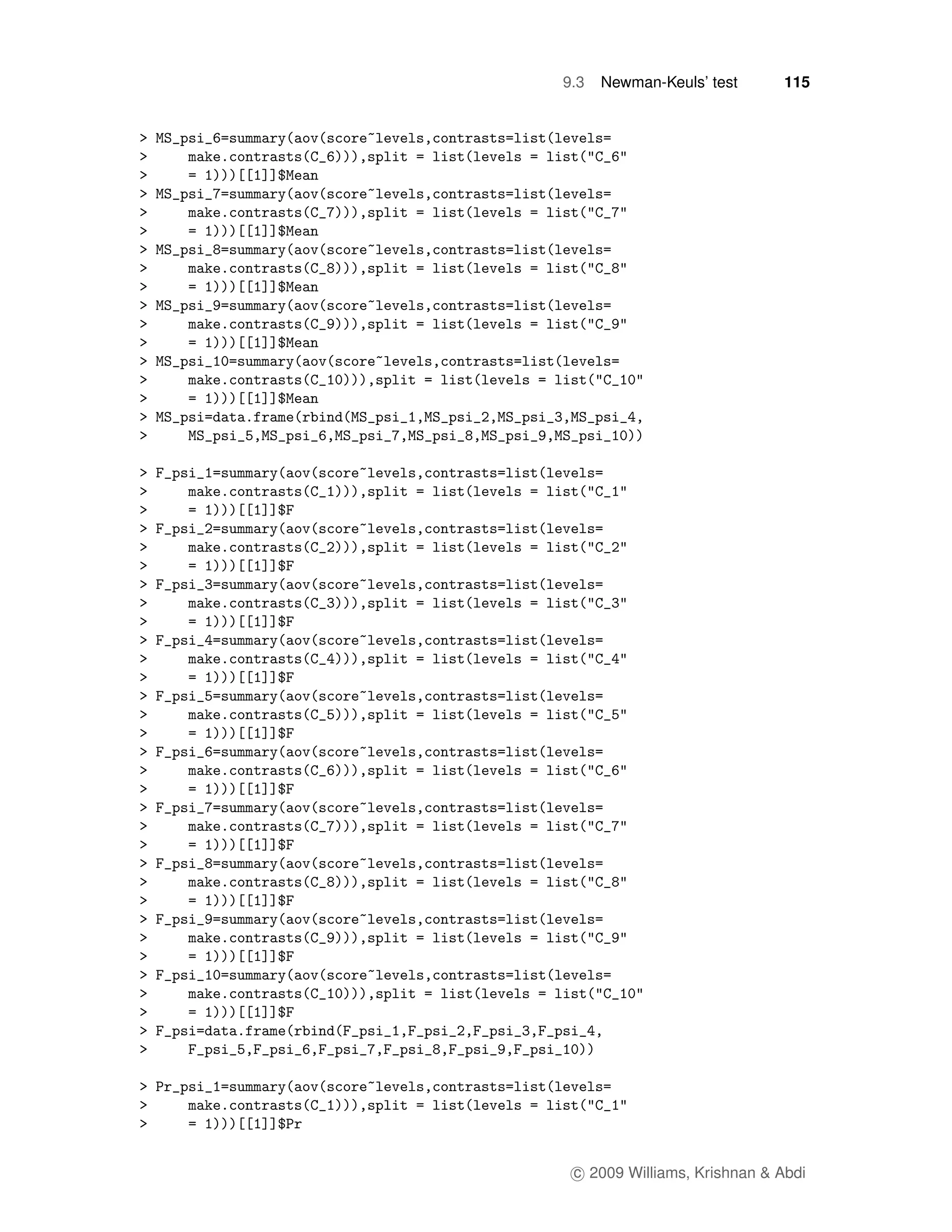 9.3   Newman-Keuls’ test      115




 c 2009 Williams, Krishnan & Abdi
 
