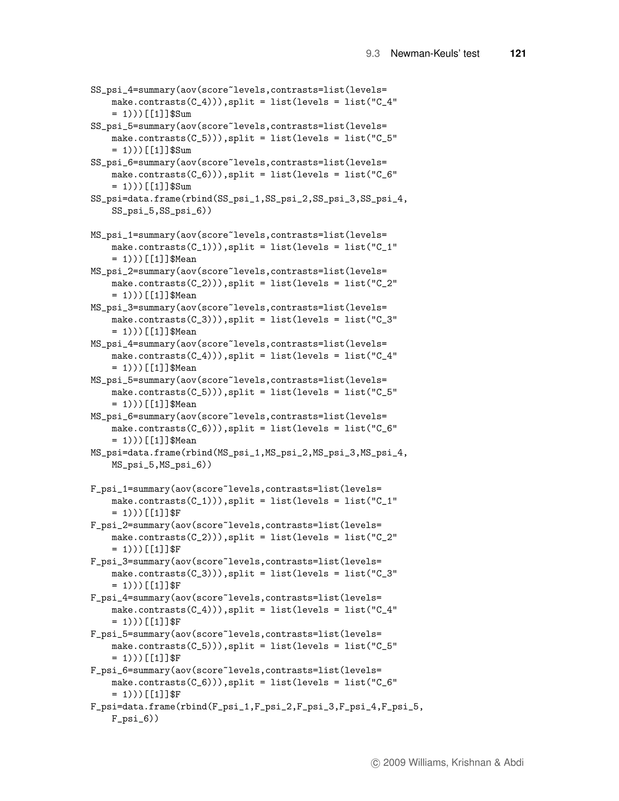 9.3   Newman-Keuls’ test      121




 c 2009 Williams, Krishnan & Abdi
 