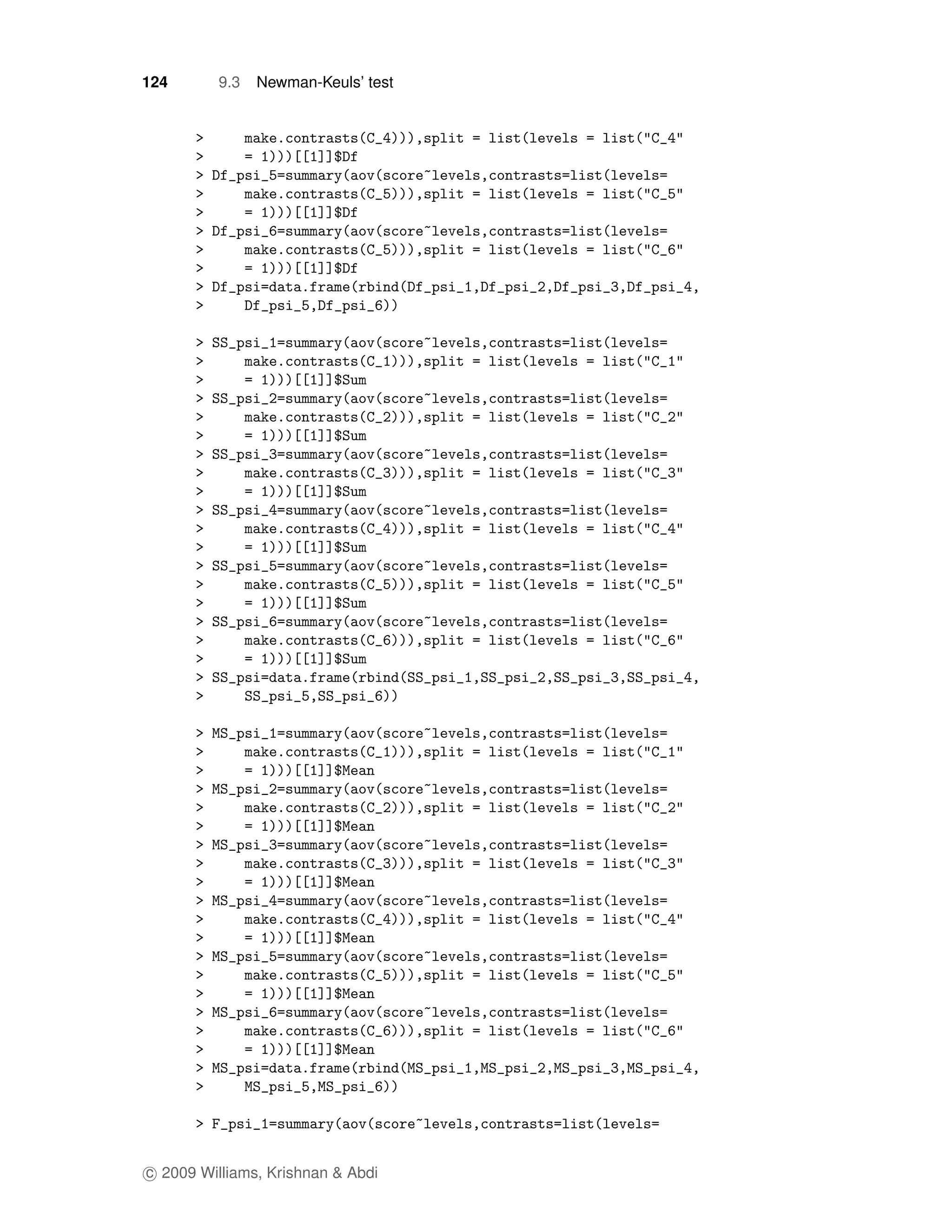 124       9.3   Newman-Keuls’ test




c 2009 Williams, Krishnan & Abdi
 