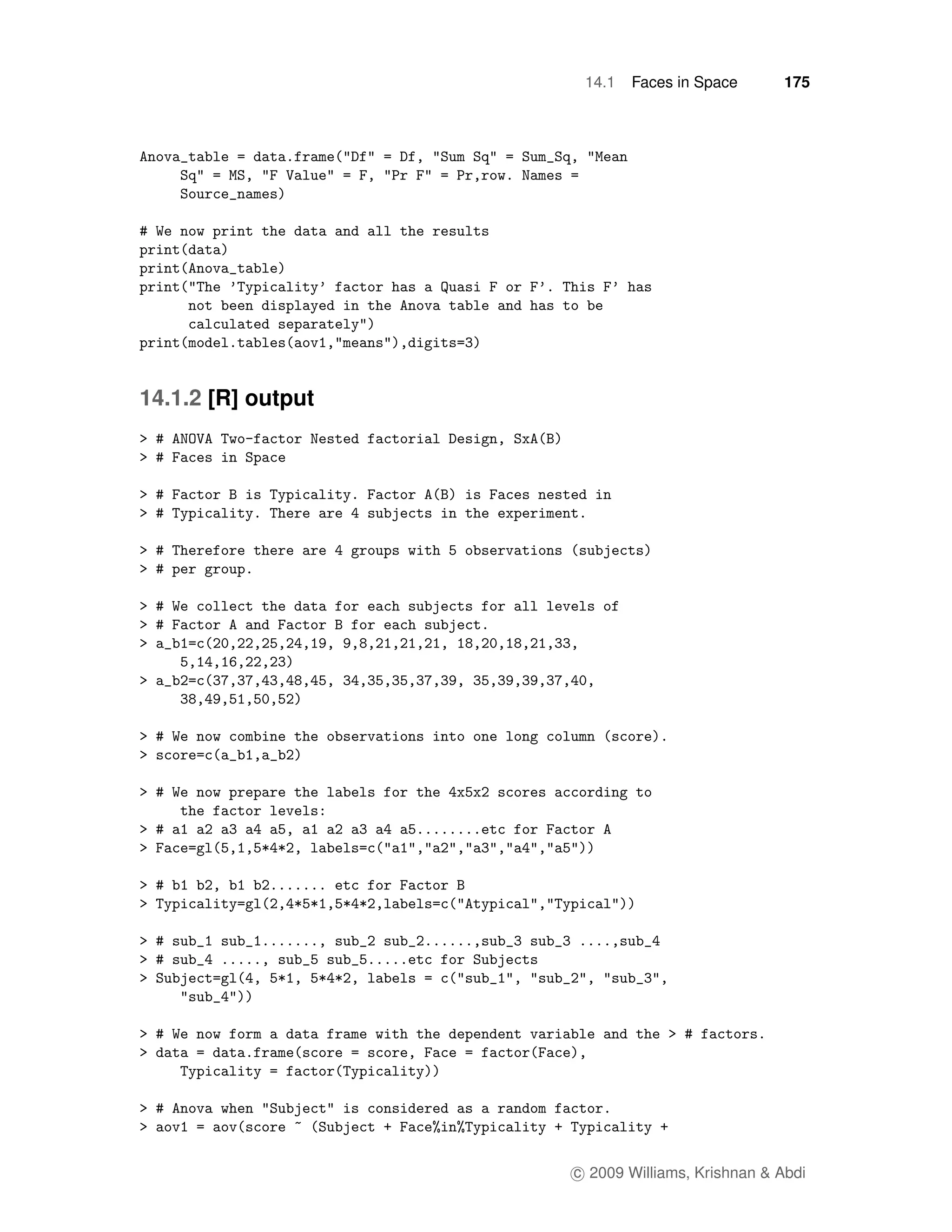 14.1   Faces in Space       175




14.1.2 [R] output




                    c 2009 Williams, Krishnan & Abdi
 