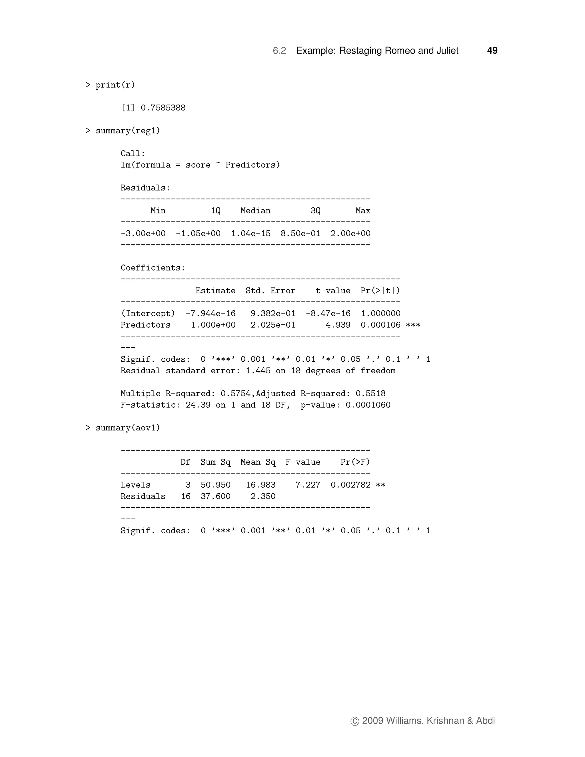 6.2   Example: Restaging Romeo and Juliet       49




                  c 2009 Williams, Krishnan & Abdi
 