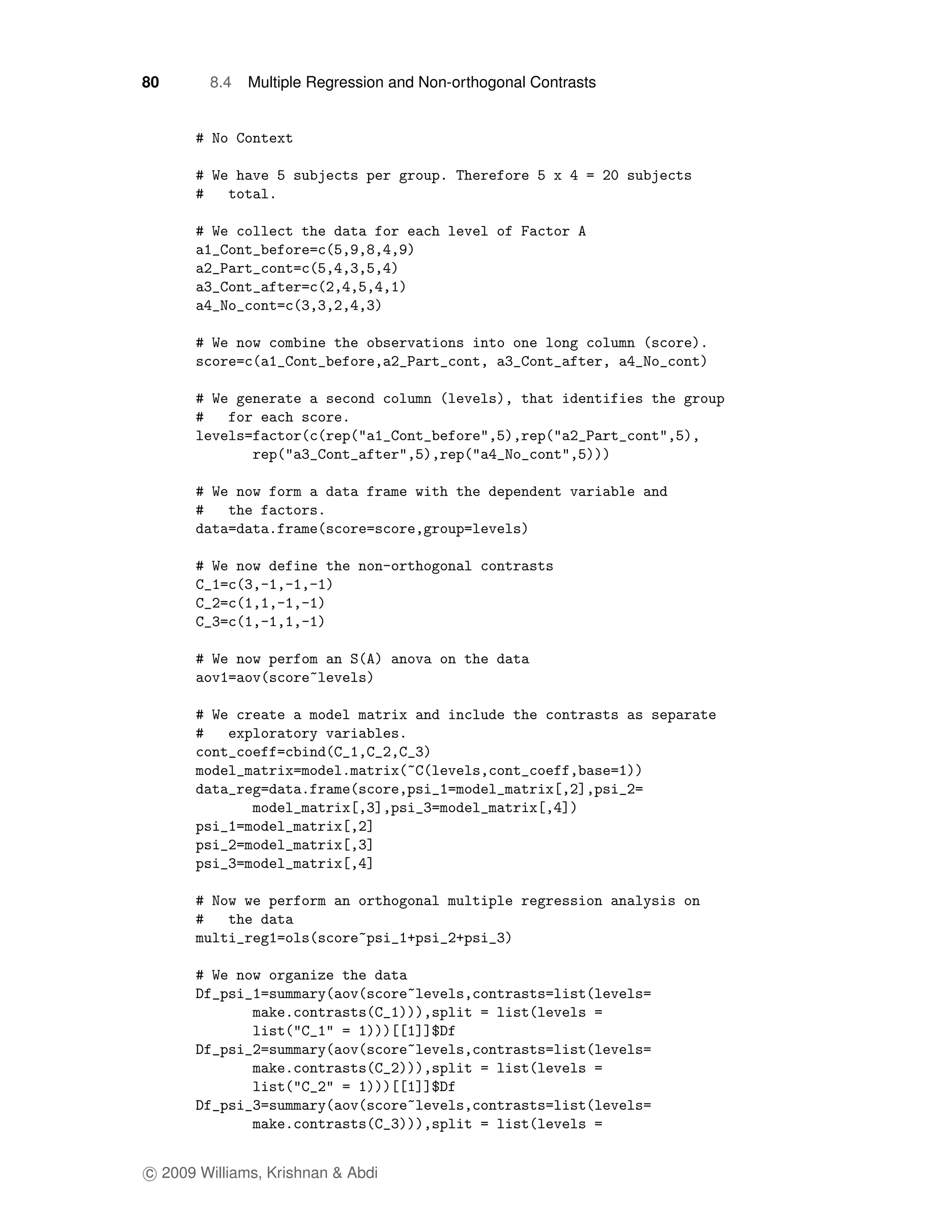 80      8.4   Multiple Regression and Non-orthogonal Contrasts




c 2009 Williams, Krishnan & Abdi
 