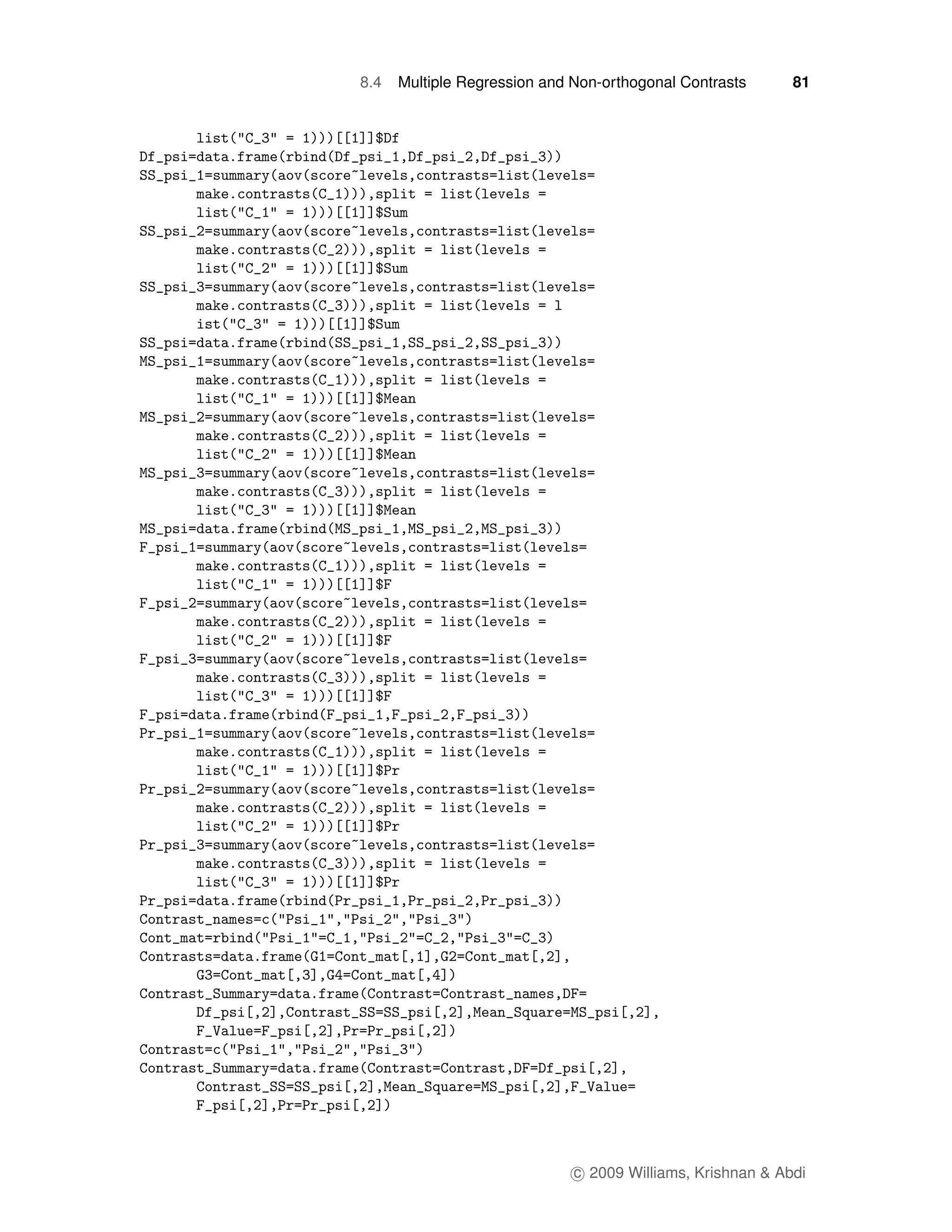 8.4   Multiple Regression and Non-orthogonal Contrasts      81




                              c 2009 Williams, Krishnan & Abdi
 