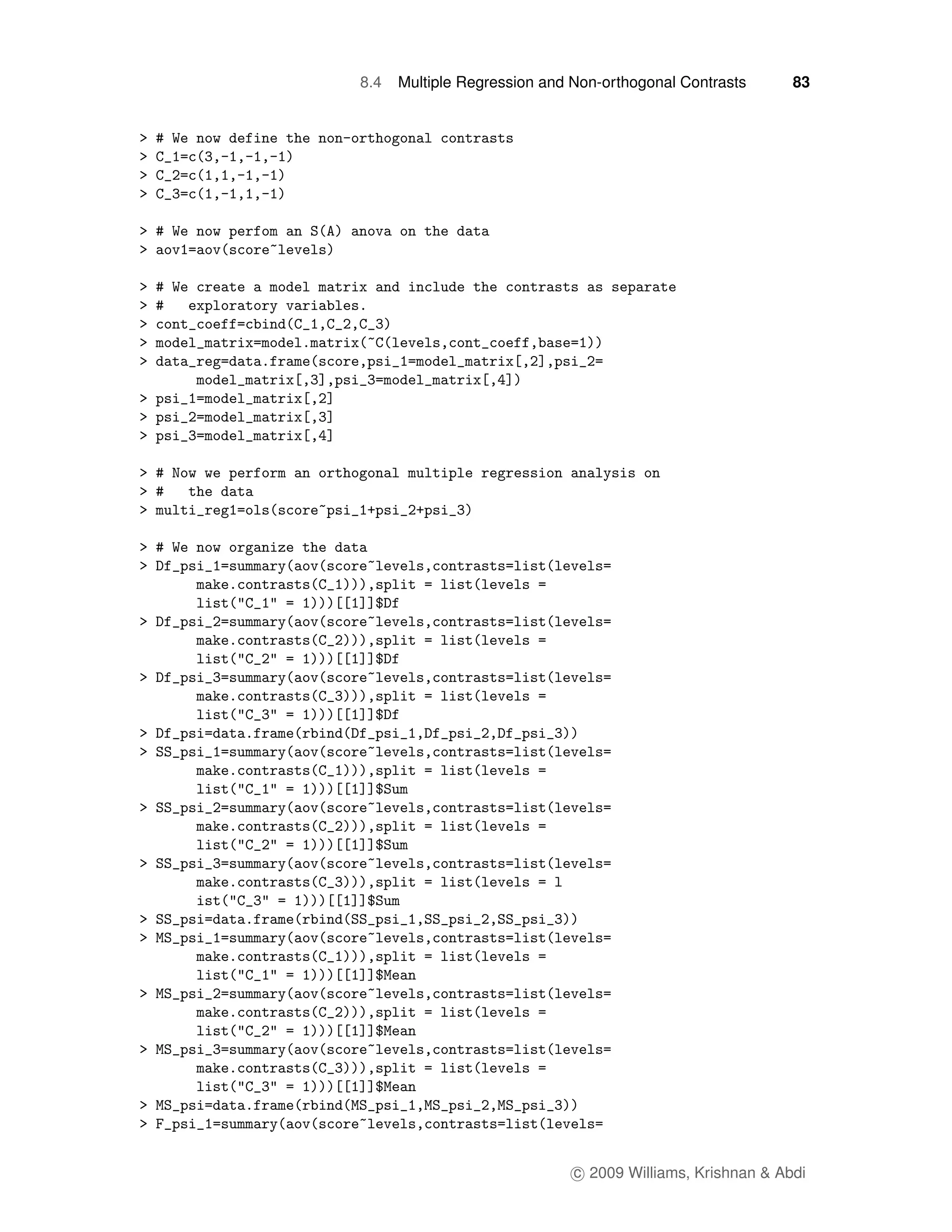 8.4   Multiple Regression and Non-orthogonal Contrasts      83




                              c 2009 Williams, Krishnan & Abdi
 
