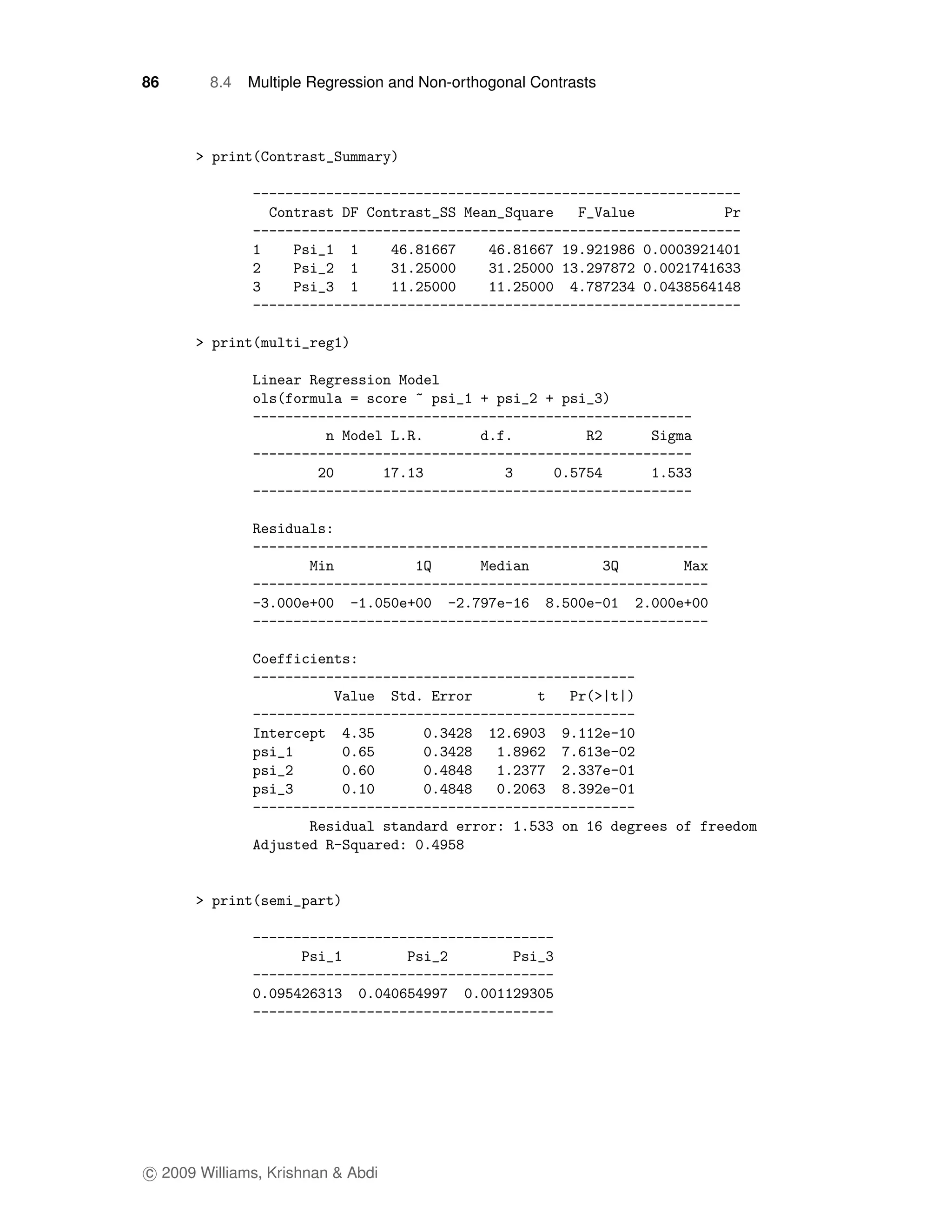 86      8.4   Multiple Regression and Non-orthogonal Contrasts




c 2009 Williams, Krishnan & Abdi
 