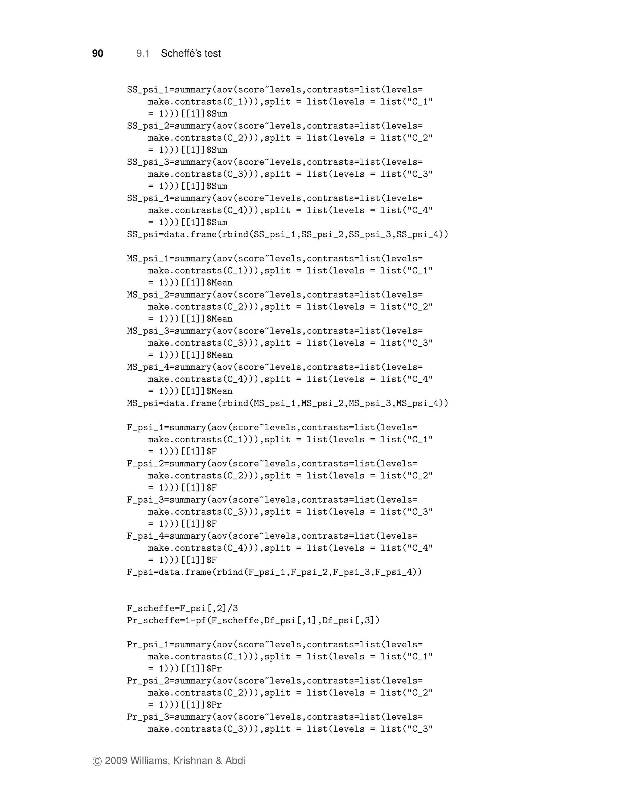 90      9.1         ´
              Scheffe’s test




c 2009 Williams, Krishnan & Abdi
 