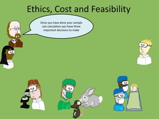 Ethics, Cost and Feasibility
Once you have done your sample
size calculation you have three
important decisions to make
 