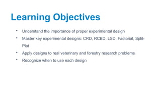 Comprehensive Experimental Designs for Veterinary Medicine and Forestry ...