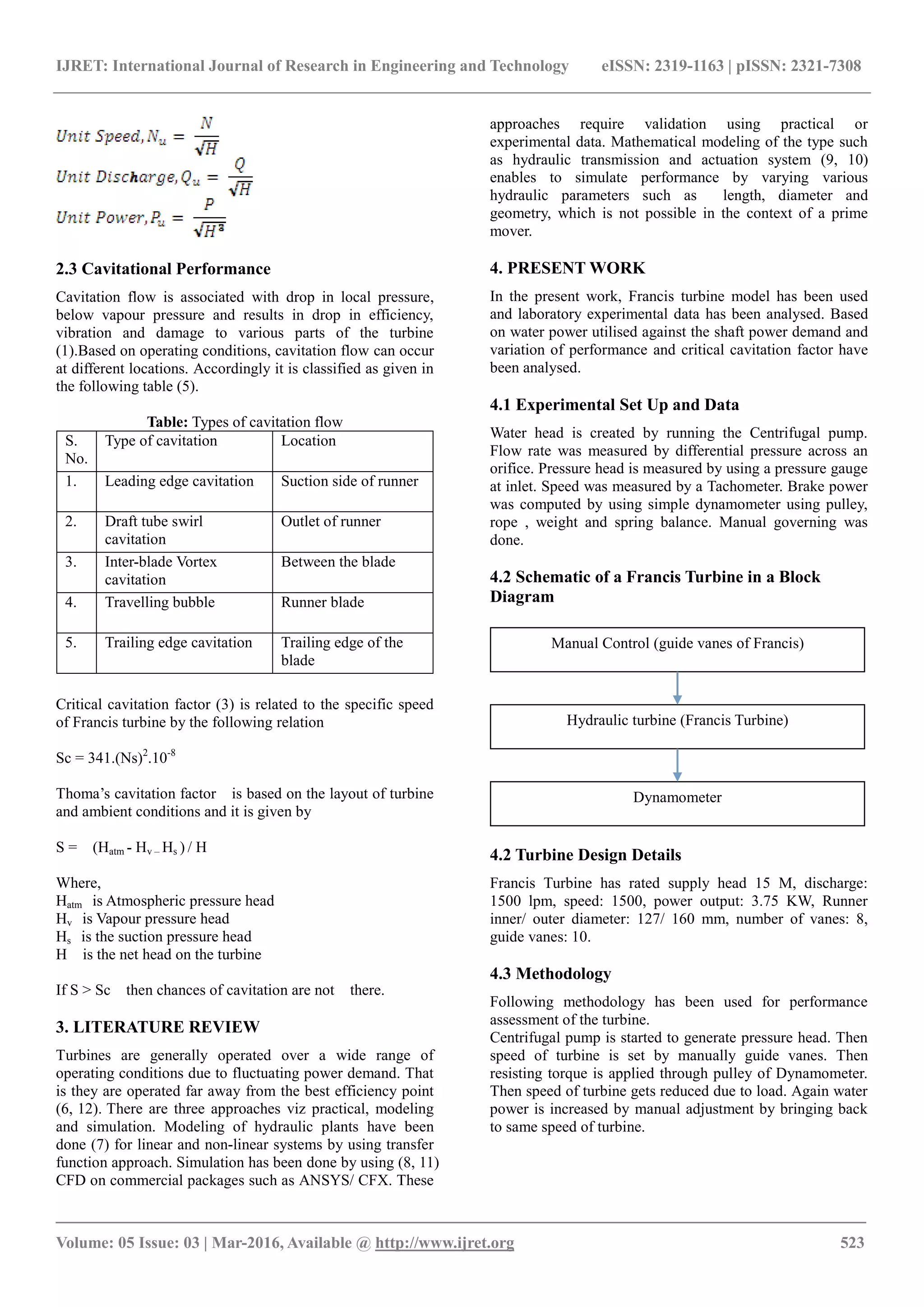 Experimental evaluation of a francis turbine | PDF