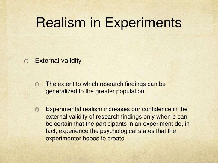 Realism In Experiments realism-in-experiments
