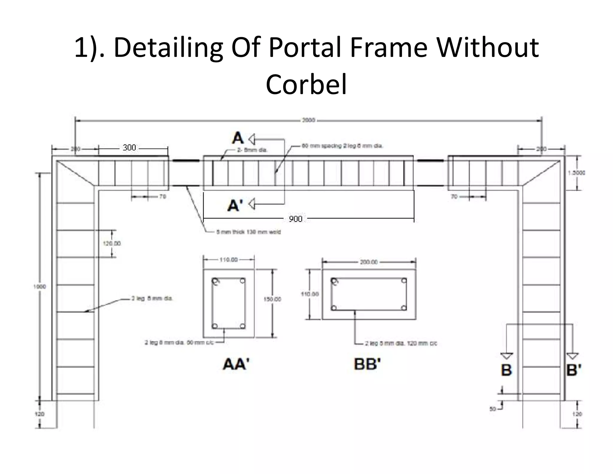 1). Detailing Of Portal Frame Without
Corbel
 