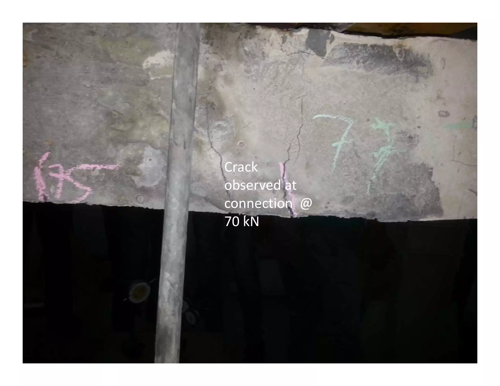 Crack
observed at
connection @
70 kN
 