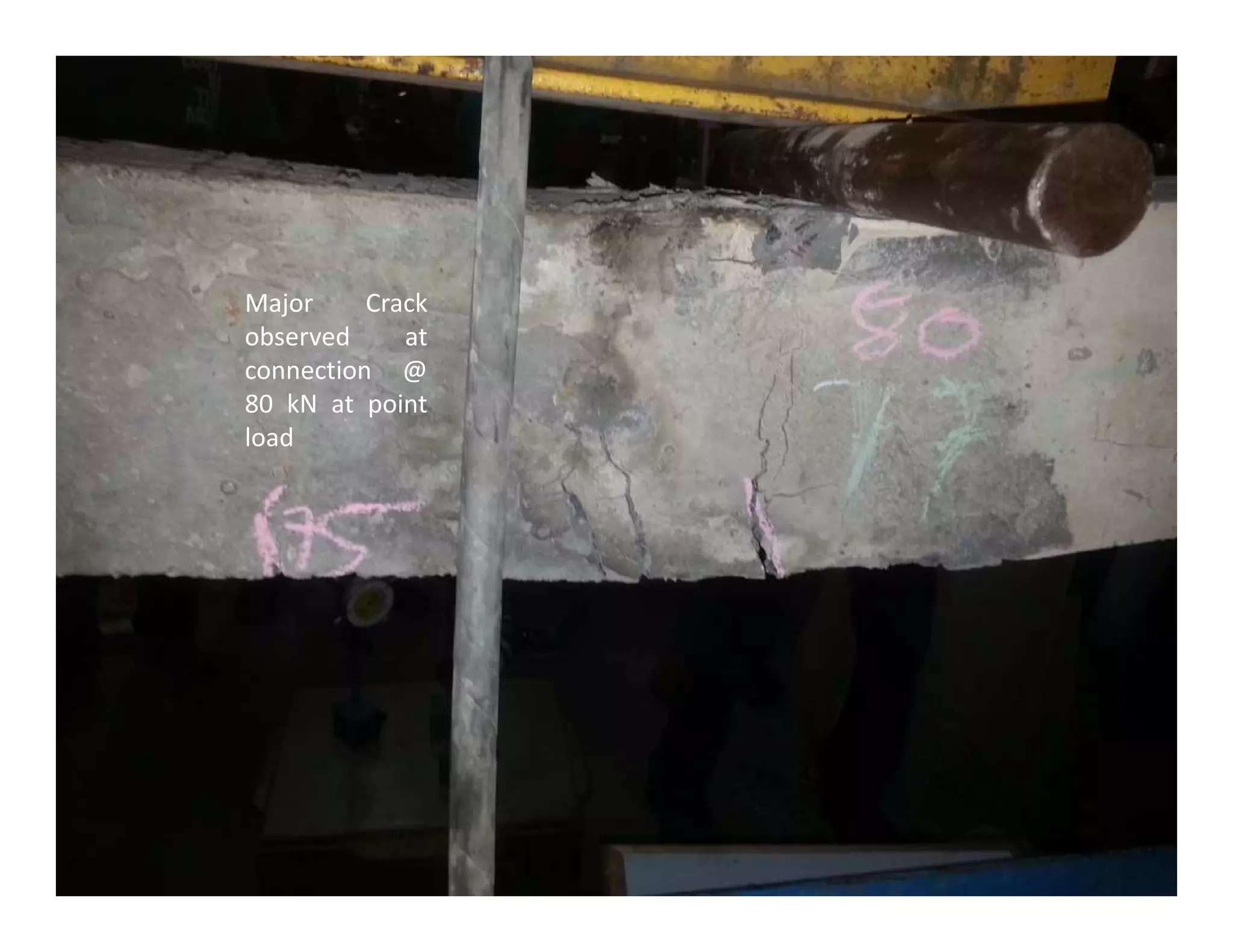 Major Crack
observed at
connection @
80 kN at point
load
 