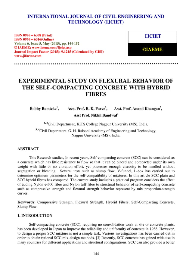 Experimental study on flexural behavior of the self compacting concrete ...