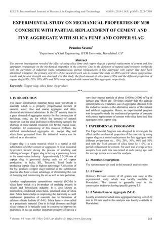 Experimental study on mechanical properties of m30 concrete with ...