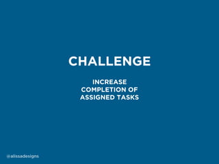 @alissadesigns
CHALLENGE
INCREASE
COMPLETION OF
ASSIGNED TASKS
 