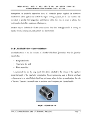 Experimentation and analysis of heat transfer through perforated fins ...