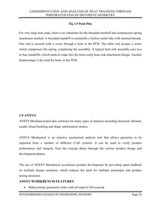 Experimentation and analysis of heat transfer through perforated fins ...
