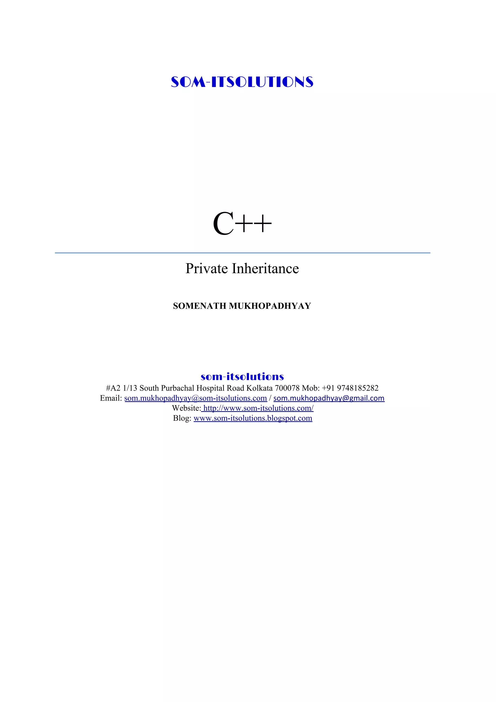 Significance of private inheritance in C++... | PDF