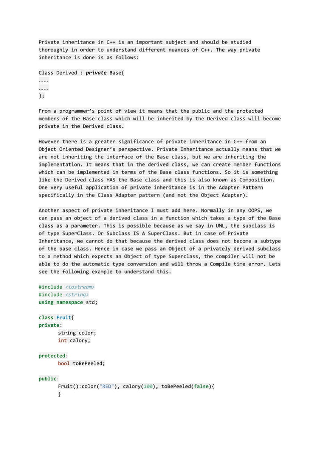 Significance of private inheritance in C++... | PDF