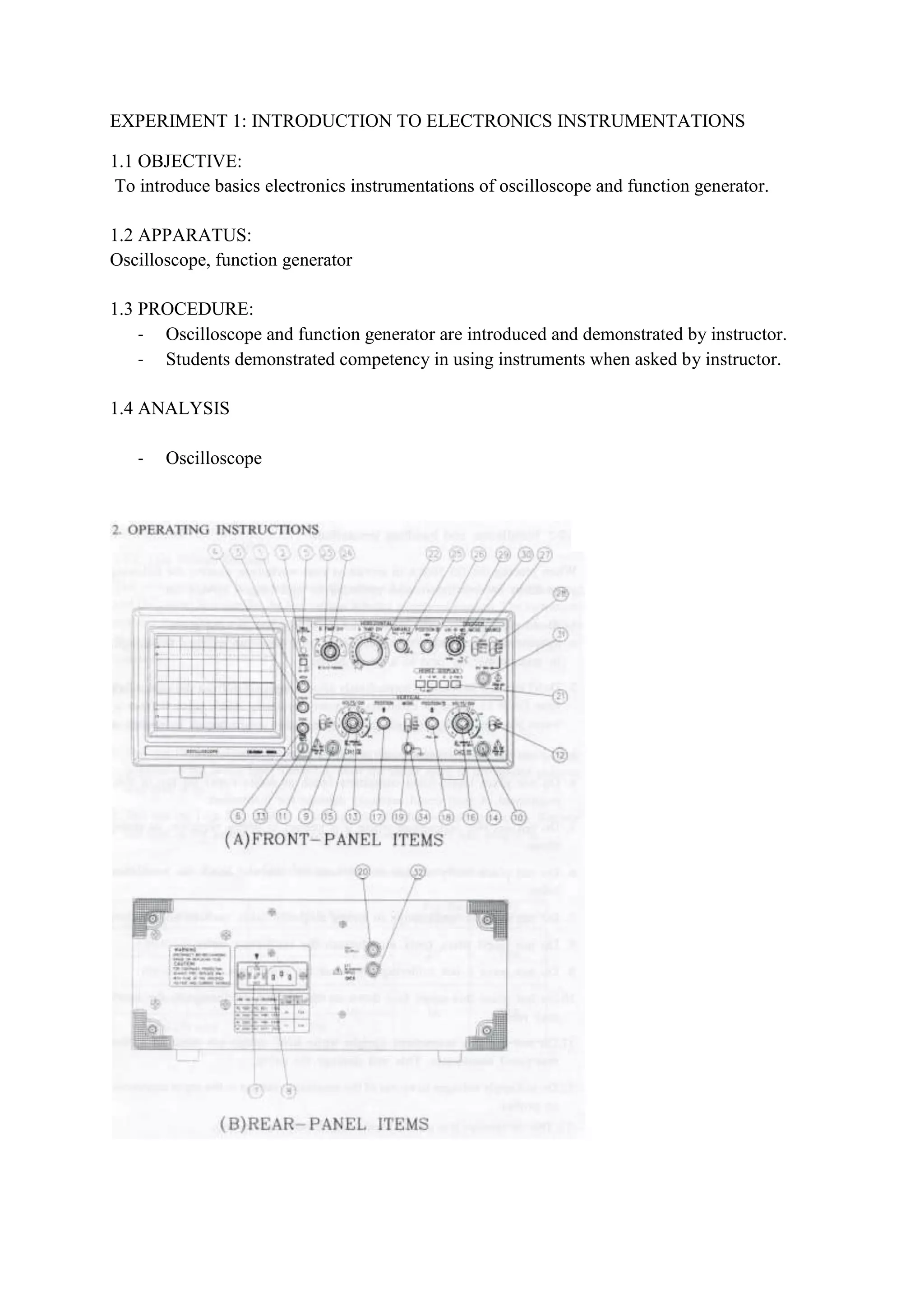 EXPERIMENT 1 introduction to electric and electronic devices PDF