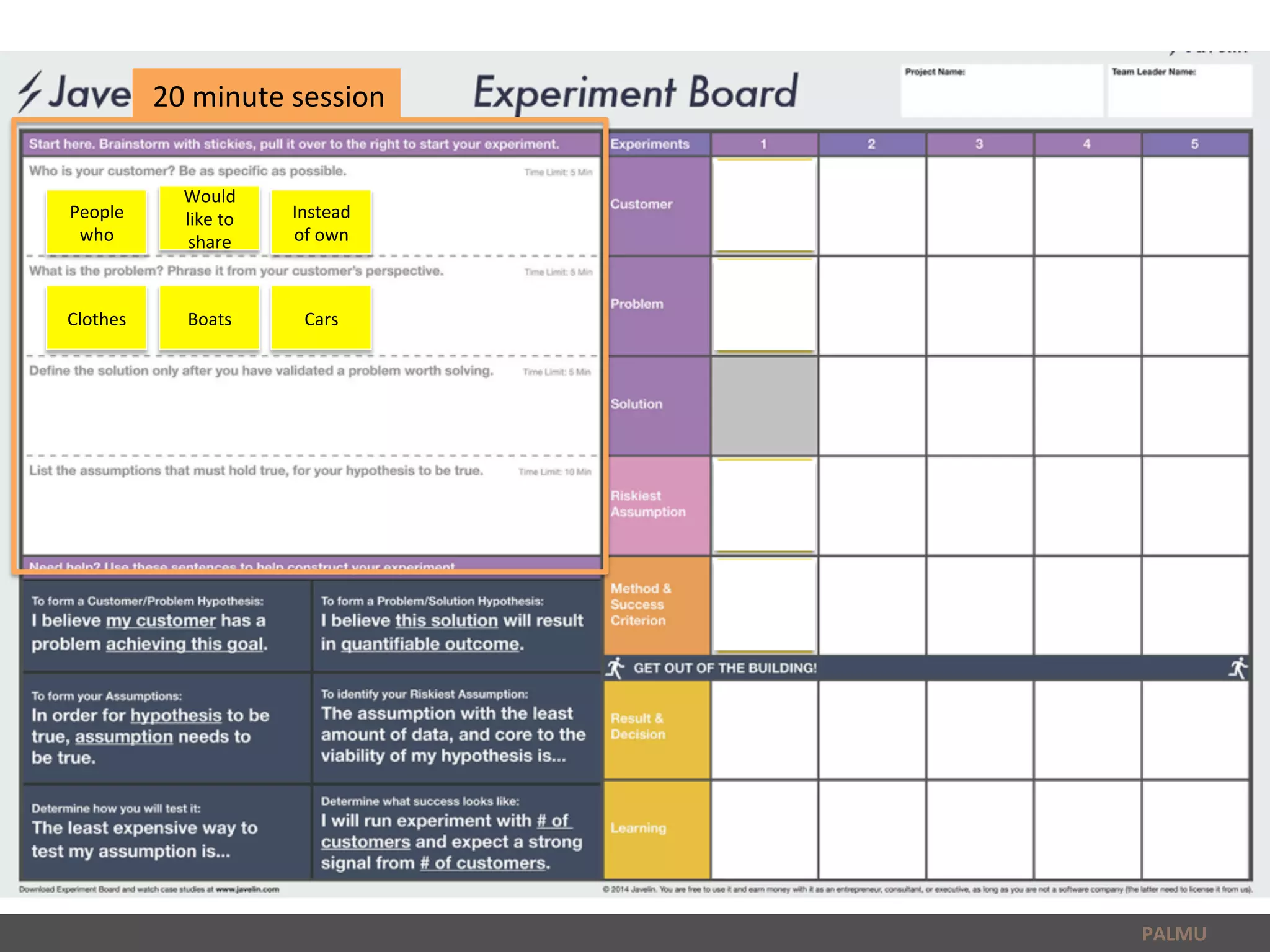 PALMU	
  
	
  20	
  minute	
  session	
  
People	
  
who	
  
Would	
  
like	
  to	
  
share	
  
Instead	
  
of	
  own	
  
Clothes	
   Boats	
   Cars	
  
 