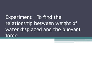 Experiment Buoyant Force Pptx Experiment Buoyant Force Pptx