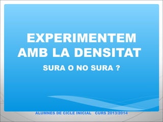 EXPERIMENTEM
AMB LA DENSITAT
SURA O NO SURA ?

ALUMNES DE CICLE INICIAL CURS 2013/2014

 