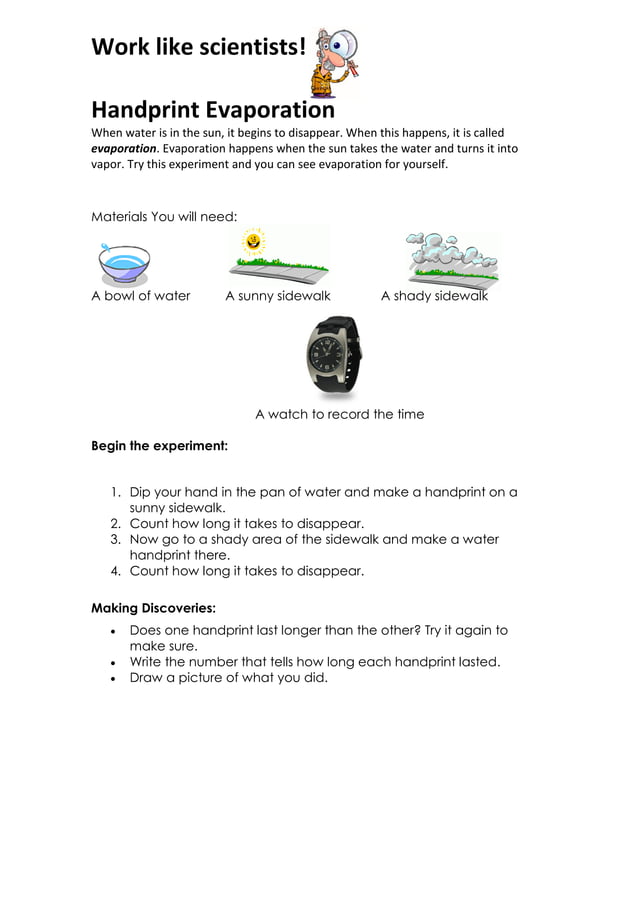 Experiment on evaporation 4th Grade PDF