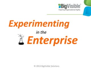 Experimenting
Enterprise
© 2013 BigVisible Solutions
in the
 