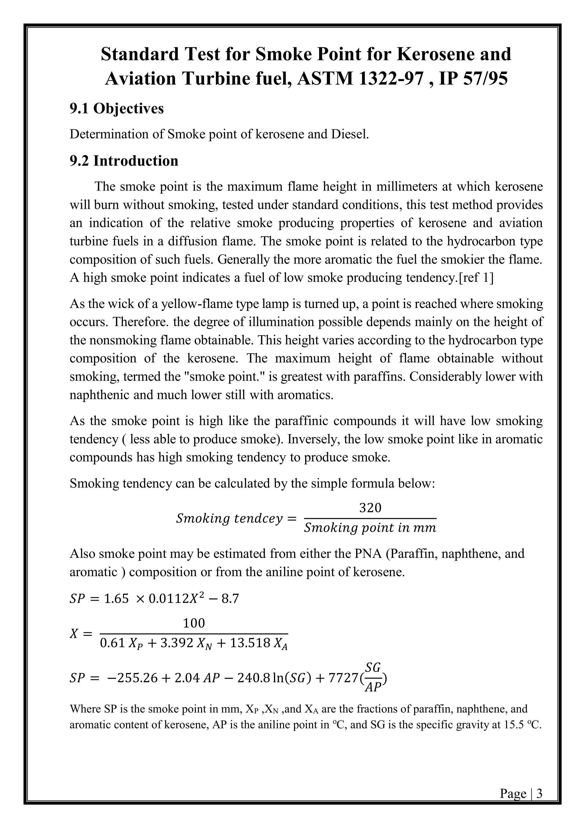 Standard Test for Smoke Point for Kerosene and Aviation Turbine fuel ...