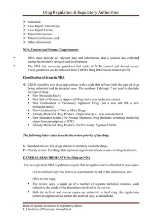 To compare filing process of NDA of different countries of India, US ...