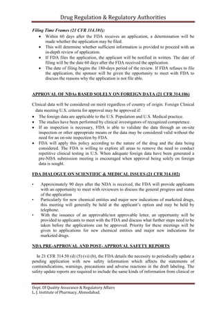 To compare filing process of NDA of different countries of India, US ...