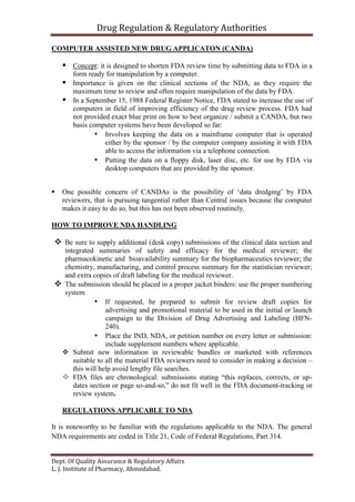 To compare filing process of NDA of different countries of India, US ...