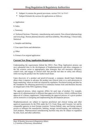 To compare filing process of NDA of different countries of India, US ...