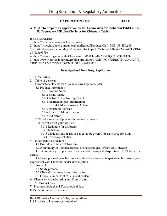 Ind submission checklist Ind submission checklist