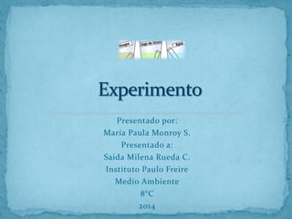 Presentado por:
María Paula Monroy S.
Presentado a:
Saida Milena Rueda C.
Instituto Paulo Freire
Medio Ambiente
8°C
2014
 