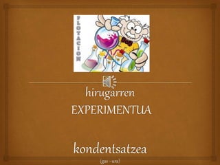 hirugarren
EXPERIMENTUA
kondentsatzea
(gas –ura)
 