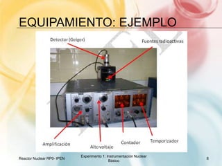 Equipamiento: ejemplo Reactor Nuclear RP0- IPENExperimento 1: Instrumentación Nuclear Básico8