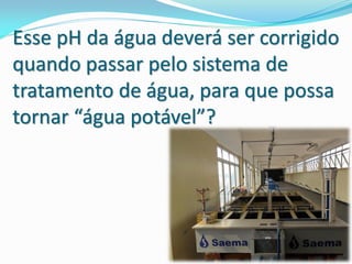 Esse pH da água deverá ser corrigido
quando passar pelo sistema de
tratamento de água, para que possa
tornar “água potável”?
 